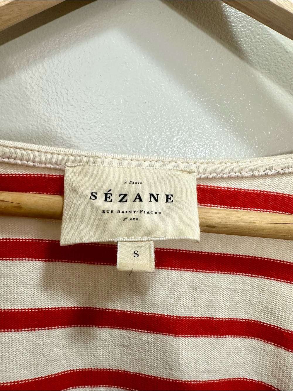 Sezane Red and Cream Striped Square-Neck Cardigan Linea Marinière Size S - Picture 4 of 11